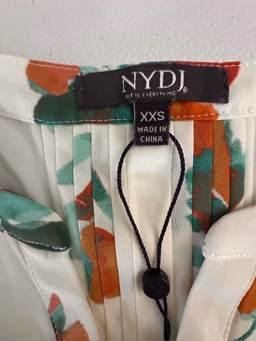 NYDJ Cream Blouse with Red and Green Floral Print - Picture 2 of 6
